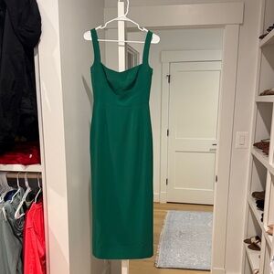 Saloni Rachel Emerald Green Midi Dress NWT